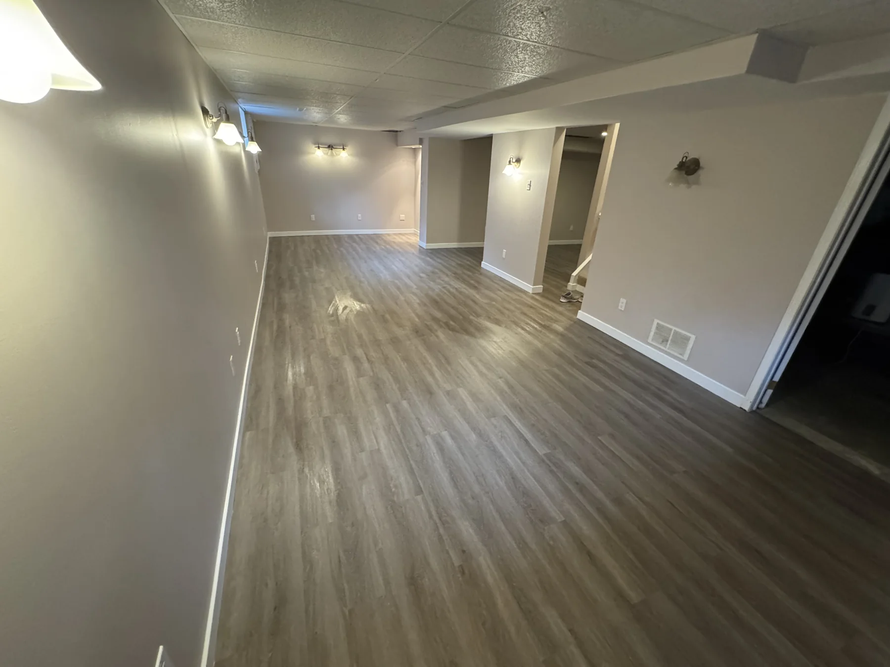 Finished interior with painted walls and flooring