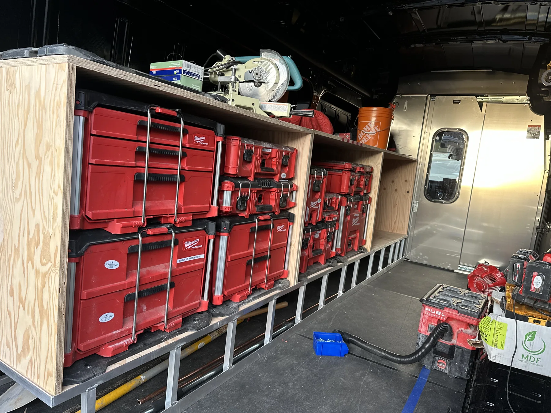 Organised tools and storage in the TaskMaster service van
